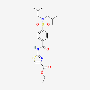 molecular formula C21H29N3O5S2 B2847227 乙酸2-(4-(N,N-二异丁基磺酰)苯胺基)噻唑-4-甲酸乙酯 CAS No. 476320-60-2