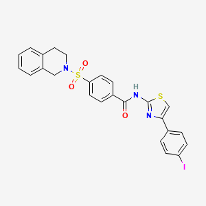 4-(3,4-dihydro-1H-isoquinolin-2-ylsulfonyl)-N-[4-(4-iodophenyl)-1,3-thiazol-2-yl]benzamide