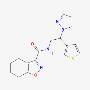 molecular formula C17H18N4O2S B2847235 N-(2-(1H-pyrazol-1-yl)-2-(thiophen-3-yl)ethyl)-4,5,6,7-tetrahydrobenzo[d]isoxazole-3-carboxamide CAS No. 2034569-74-7