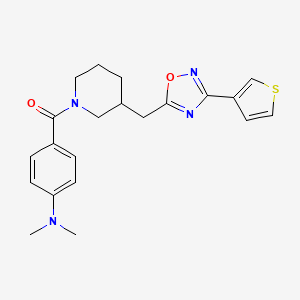 molecular formula C21H24N4O2S B2847247 (4-(Dimethylamino)phenyl)(3-((3-(thiophen-3-yl)-1,2,4-oxadiazol-5-yl)methyl)piperidin-1-yl)methanone CAS No. 1706017-17-5