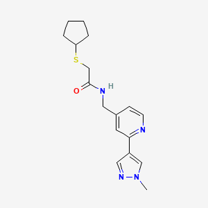 2-(cyclopentylthio)-N-((2-(1-methyl-1H-pyrazol-4-yl)pyridin-4-yl)methyl)acetamide