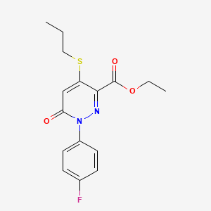 molecular formula C16H17FN2O3S B2847258 乙酸1-(4-氟苯基)-6-氧代-4-(丙基硫基)-1,6-二氢-3-吡啶甲酸酯 CAS No. 339096-26-3