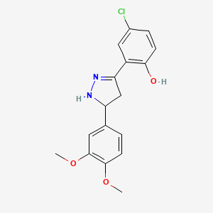 molecular formula C17H17ClN2O3 B2847259 4-chloro-2-(5-(3,4-dimethoxyphenyl)-4,5-dihydro-1H-pyrazol-3-yl)phenol CAS No. 329903-83-5