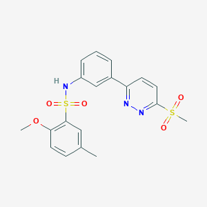 molecular formula C19H19N3O5S2 B2847261 2-methoxy-5-methyl-N-(3-(6-(methylsulfonyl)pyridazin-3-yl)phenyl)benzenesulfonamide CAS No. 946380-62-7