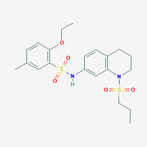 molecular formula C21H28N2O5S2 B2847262 2-ethoxy-5-methyl-N-(1-(propylsulfonyl)-1,2,3,4-tetrahydroquinolin-7-yl)benzenesulfonamide CAS No. 946249-47-4