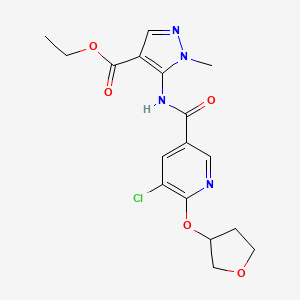 molecular formula C17H19ClN4O5 B2847273 ethyl 5-(5-chloro-6-((tetrahydrofuran-3-yl)oxy)nicotinamido)-1-methyl-1H-pyrazole-4-carboxylate CAS No. 1903015-01-9