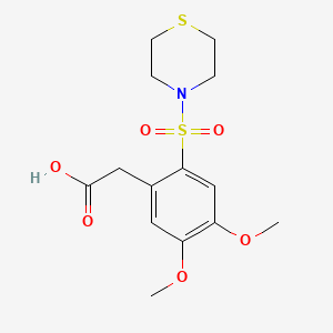 2-[4,5-Dimethoxy-2-(thiomorpholine-4-sulfonyl)phenyl]acetic acid