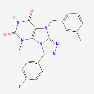 molecular formula C21H17FN6O2 B2847292 3-(4-fluorophenyl)-5-methyl-9-(3-methylbenzyl)-5H-[1,2,4]triazolo[4,3-e]purine-6,8(7H,9H)-dione CAS No. 921548-48-3