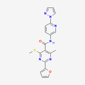 2-(furan-2-yl)-4-methyl-6-(methylsulfanyl)-N-[6-(1H-pyrazol-1-yl)pyridin-3-yl]pyrimidine-5-carboxamide