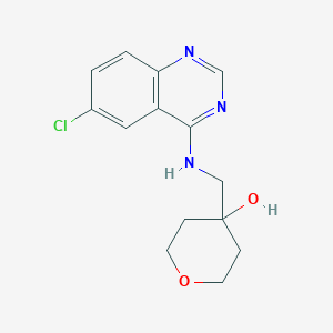 molecular formula C14H16ClN3O2 B2847302 4-[[(6-Chloroquinazolin-4-yl)amino]methyl]oxan-4-ol CAS No. 2380166-92-5