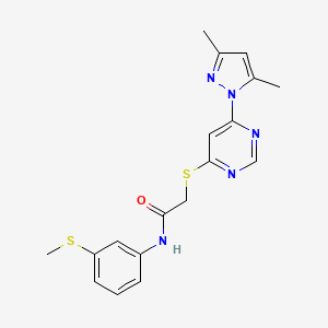 molecular formula C18H19N5OS2 B2847303 2-((6-(3,5-dimethyl-1H-pyrazol-1-yl)pyrimidin-4-yl)thio)-N-(3-(methylthio)phenyl)acetamide CAS No. 1251614-62-6