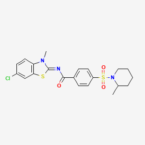 molecular formula C21H22ClN3O3S2 B2847309 (E)-N-(6-chloro-3-methylbenzo[d]thiazol-2(3H)-ylidene)-4-((2-methylpiperidin-1-yl)sulfonyl)benzamide CAS No. 683767-08-0