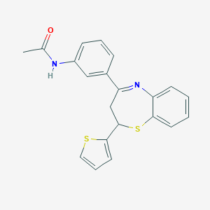 molecular formula C21H18N2OS2 B284732 N-{3-[2-(2-thienyl)-2,3-dihydro-1,5-benzothiazepin-4-yl]phenyl}acetamide 