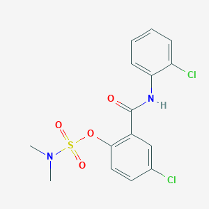molecular formula C15H14Cl2N2O4S B2847333 4-氯-2-[(2-氯苯胺基)羰基]苯基-N,N-二甲基磺酸酯 CAS No. 338406-03-4
