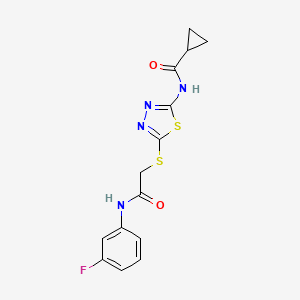 N-[5-[2-(3-fluoroanilino)-2-oxoethyl]sulfanyl-1,3,4-thiadiazol-2-yl]cyclopropanecarboxamide