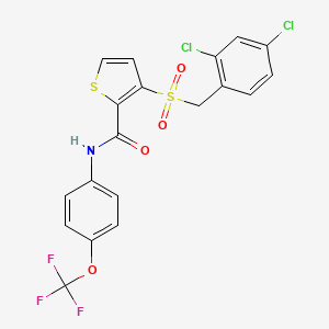 molecular formula C19H12Cl2F3NO4S2 B2847352 3-[(2,4-二氯苯甲基)磺酰基]-N-[4-(三氟甲氧基)苯基]-2-噻吩甲酰胺 CAS No. 251097-59-3