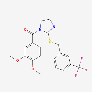 (3,4-Dimethoxyphenyl)-[2-[[3-(trifluoromethyl)phenyl]methylsulfanyl]-4,5-dihydroimidazol-1-yl]methanone