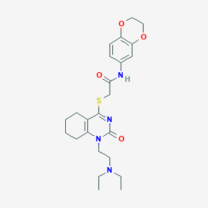 molecular formula C24H32N4O4S B2847376 2-((1-(2-(diethylamino)ethyl)-2-oxo-1,2,5,6,7,8-hexahydroquinazolin-4-yl)thio)-N-(2,3-dihydrobenzo[b][1,4]dioxin-6-yl)acetamide CAS No. 898435-64-8