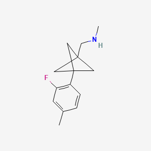 molecular formula C14H18FN B2847409 1-[3-(2-Fluoro-4-methylphenyl)-1-bicyclo[1.1.1]pentanyl]-N-methylmethanamine CAS No. 2287321-71-3
