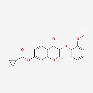 molecular formula C21H18O6 B2847412 3-(2-乙氧基苯氧基)-4-氧代-4H-香豆素-7-基环丙烷羧酸酯 CAS No. 848916-19-8