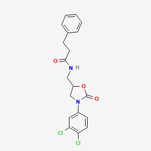 molecular formula C19H18Cl2N2O3 B2847421 N-((3-(3,4-dichlorophenyl)-2-oxooxazolidin-5-yl)methyl)-3-phenylpropanamide CAS No. 954597-13-8
