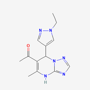 molecular formula C13H16N6O B2847430 1-(7-(1-ethyl-1H-pyrazol-4-yl)-5-methyl-4,7-dihydro-[1,2,4]triazolo[1,5-a]pyrimidin-6-yl)ethanone CAS No. 1005642-89-6