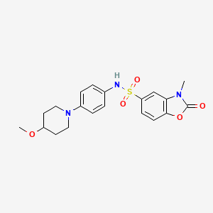 molecular formula C20H23N3O5S B2847431 N-(4-(4-methoxypiperidin-1-yl)phenyl)-3-methyl-2-oxo-2,3-dihydrobenzo[d]oxazole-5-sulfonamide CAS No. 1797701-34-8