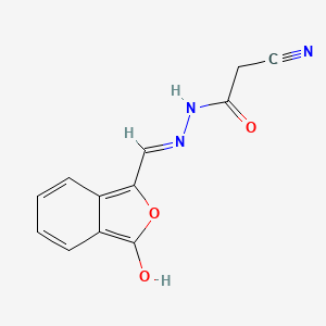molecular formula C12H9N3O3 B2847438 2-cyano-N'-{[(1Z)-3-oxo-1,3-dihydro-2-benzofuran-1-ylidene]methyl}acetohydrazide CAS No. 338751-57-8