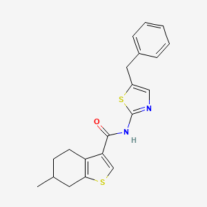 molecular formula C20H20N2OS2 B2847445 N-(5-benzyl-1,3-thiazol-2-yl)-6-methyl-4,5,6,7-tetrahydro-1-benzothiophene-3-carboxamide CAS No. 708999-84-2