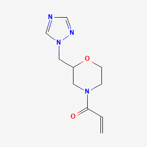 molecular formula C10H14N4O2 B2847453 1-[2-(1,2,4-Triazol-1-ylmethyl)morpholin-4-yl]prop-2-en-1-one CAS No. 2189108-12-9