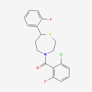 molecular formula C18H16ClF2NOS B2847462 (2-氯-6-氟苯基)(7-(2-氟苯基)-1,4-噻杂丁烷-4-基)甲酮 CAS No. 1705873-66-0