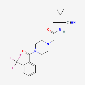 molecular formula C20H23F3N4O2 B2847463 N-(1-Cyano-1-cyclopropylethyl)-2-[4-[2-(trifluoromethyl)benzoyl]piperazin-1-yl]acetamide CAS No. 1147739-12-5