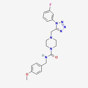 molecular formula C21H24FN7O2 B2847466 4-((1-(3-fluorophenyl)-1H-tetrazol-5-yl)methyl)-N-(4-methoxybenzyl)piperazine-1-carboxamide CAS No. 1040653-17-5