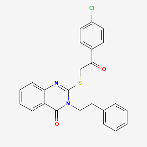molecular formula C24H19ClN2O2S B2847473 2-((2-(4-chlorophenyl)-2-oxoethyl)thio)-3-phenethylquinazolin-4(3H)-one CAS No. 403722-96-3