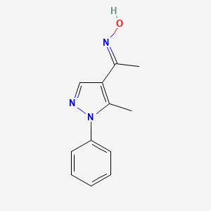 molecular formula C12H13N3O B2847476 N-[1-(5-methyl-1-phenyl-1H-pyrazol-4-yl)ethylidene]hydroxylamine CAS No. 1019075-43-4