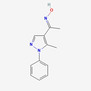 molecular formula C12H13N3O B2847476 N-[1-(5-甲基-1-苯基-1H-吡唑-4-基)乙基亚]羟胺 CAS No. 1019075-43-4