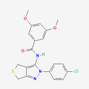molecular formula C20H18ClN3O3S B2847494 N-(2-(4-chlorophenyl)-4,6-dihydro-2H-thieno[3,4-c]pyrazol-3-yl)-3,5-dimethoxybenzamide CAS No. 361168-51-6