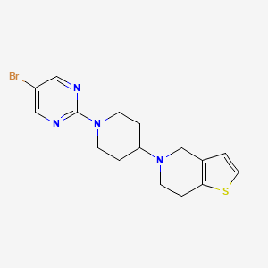 molecular formula C16H19BrN4S B2847497 5-[1-(5-Bromopyrimidin-2-yl)piperidin-4-yl]-6,7-dihydro-4H-thieno[3,2-c]pyridine CAS No. 2379971-93-2