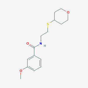 molecular formula C15H21NO3S B2847500 3-methoxy-N-(2-((tetrahydro-2H-pyran-4-yl)thio)ethyl)benzamide CAS No. 1904064-25-0
