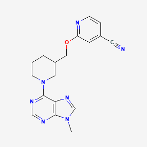 molecular formula C18H19N7O B2847514 2-[[1-(9-Methylpurin-6-yl)piperidin-3-yl]methoxy]pyridine-4-carbonitrile CAS No. 2380144-53-4