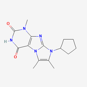 molecular formula C15H19N5O2 B2847528 6-Cyclopentyl-4,7,8-trimethylpurino[7,8-a]imidazole-1,3-dione CAS No. 1278662-27-3