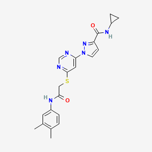 N-Cyclopropyl-1-[6-[2-(3,4-dimethylanilino)-2-oxoethyl]sulfanylpyrimidin-4-yl]pyrazole-3-carboxamide
