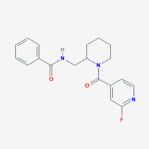 molecular formula C19H20FN3O2 B2847544 N-[[1-(2-Fluoropyridine-4-carbonyl)piperidin-2-yl]methyl]benzamide CAS No. 1436157-43-5