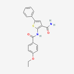 molecular formula C20H18N2O3S B2847552 2-(4-乙氧基苯甲酰基)-5-苯基硫代吲哚-3-甲酰胺 CAS No. 952876-70-9