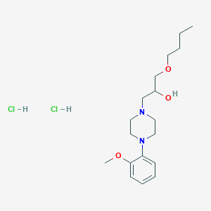 molecular formula C18H32Cl2N2O3 B2847555 1-Butoxy-3-(4-(2-methoxyphenyl)piperazin-1-yl)propan-2-ol dihydrochloride CAS No. 1216629-65-0