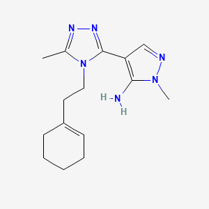 molecular formula C15H22N6 B2847556 4-{4-[2-(1-cyclohexenyl)ethyl]-5-methyl-4H-1,2,4-triazol-3-yl}-1-methyl-1H-pyrazol-5-amine CAS No. 956204-39-0