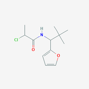 molecular formula C12H18ClNO2 B2847558 2-Chloro-N-[1-(furan-2-yl)-2,2-dimethylpropyl]propanamide CAS No. 2411198-91-7