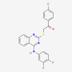 1-(4-Chlorophenyl)-2-[4-(3,4-difluoroanilino)quinazolin-2-yl]sulfanylethanone