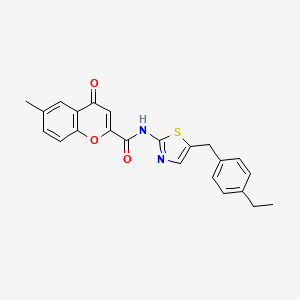 molecular formula C23H20N2O3S B2847565 N-(5-(4-ethylbenzyl)thiazol-2-yl)-6-methyl-4-oxo-4H-chromene-2-carboxamide CAS No. 919018-24-9