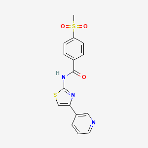 molecular formula C16H13N3O3S2 B2847566 4-(methylsulfonyl)-N-(4-(pyridin-3-yl)thiazol-2-yl)benzamide CAS No. 896338-95-7